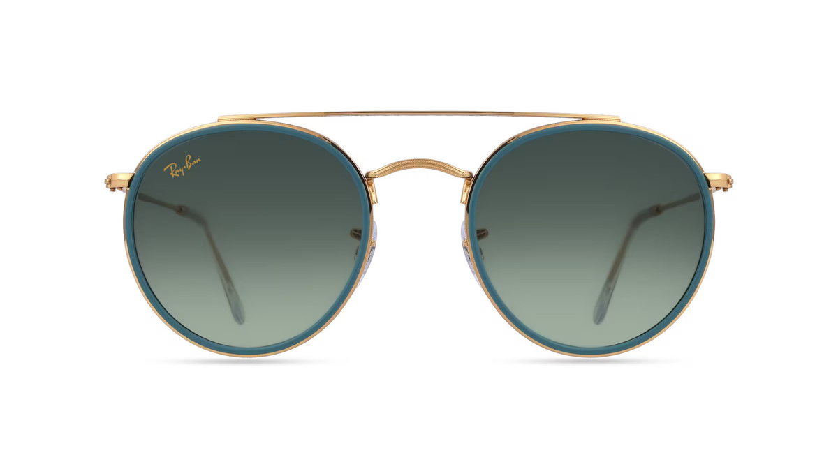 Ray-Ban RB 3647N Sonnenbrille, Vollrand, Rund, Metall, Unisex, Gold, Green - Bild 1