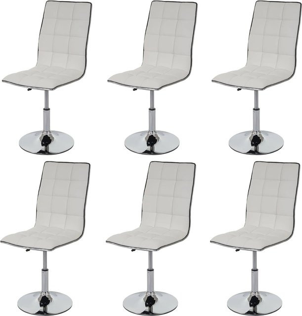 CHEFGASTRO Esszimmerstuhl 6er-Set in Weiß aus Kunstleder mit gestepptem Rautenmuster, drehbar, H: 103 cm, B: 43 cm, T: 54 cm, Sitzhöhe: 41 cm - Bild 1