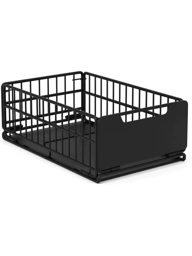 Garvee Faltbare und herausnehmbare Schrankschublade aus Metall in Schwarz, ausziehbarer Organizer für Küche, Bad und Schlafzimmer, Breite: 43 cm - Bild 4