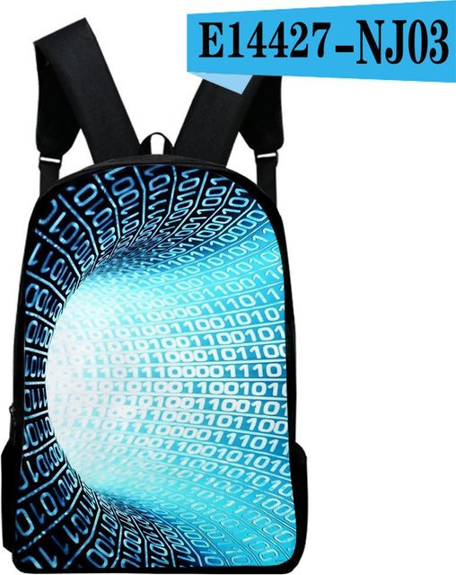 Fancy Style Studio Wasserdichter Laptop-Rucksack mit 3D-Druck für Schüler und Studenten in Blau - Bild 1