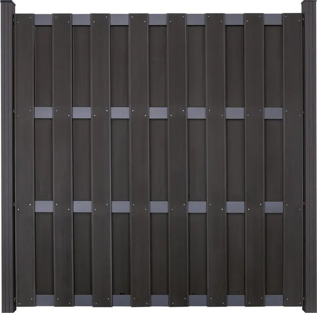 GroJa Fertigzaun quadratisch in Anthrazit mit Querriegeln DB703, B/H: 180 x 180 cm - Bild 1