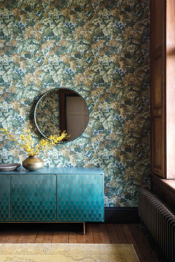 Cole & Son Tapete Royal Fernery in Khaki und Print Room Blue Multicolour - Bild 1