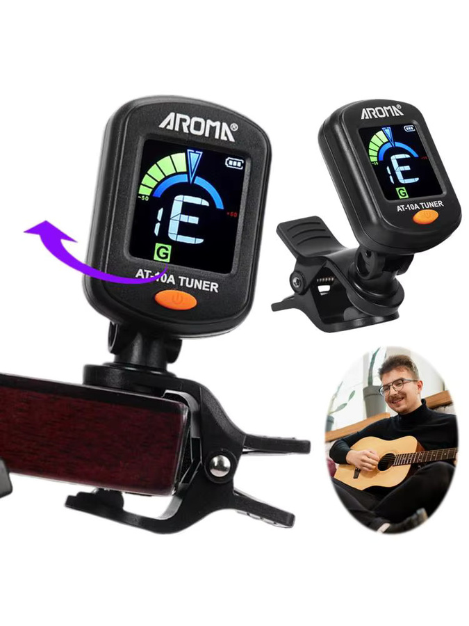 APWIKOGER Clip-On Gitarrenstimmer, faltbar und drehbar, wiederaufladbar, schwarz - Bild 5