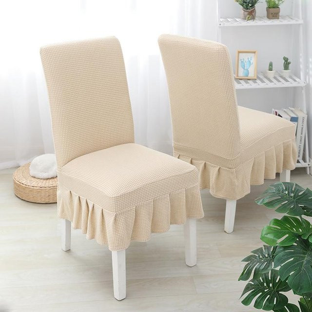 Elastischer Polarfleece-Stuhlbezug für Esszimmerstühle von Love Match in Beige - Bild 1