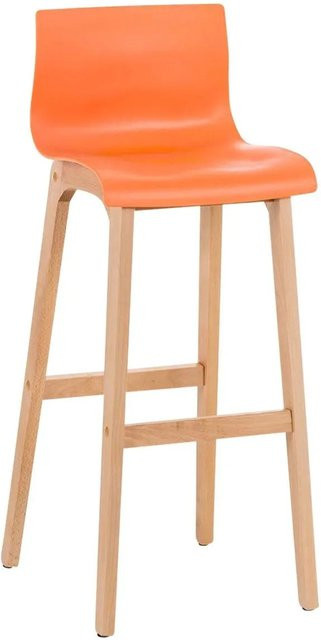 DELUKE Barhocker DELHI Tresenhocker aus Buchenholz in Orange mit Lehne und modernem Design - Bild 1