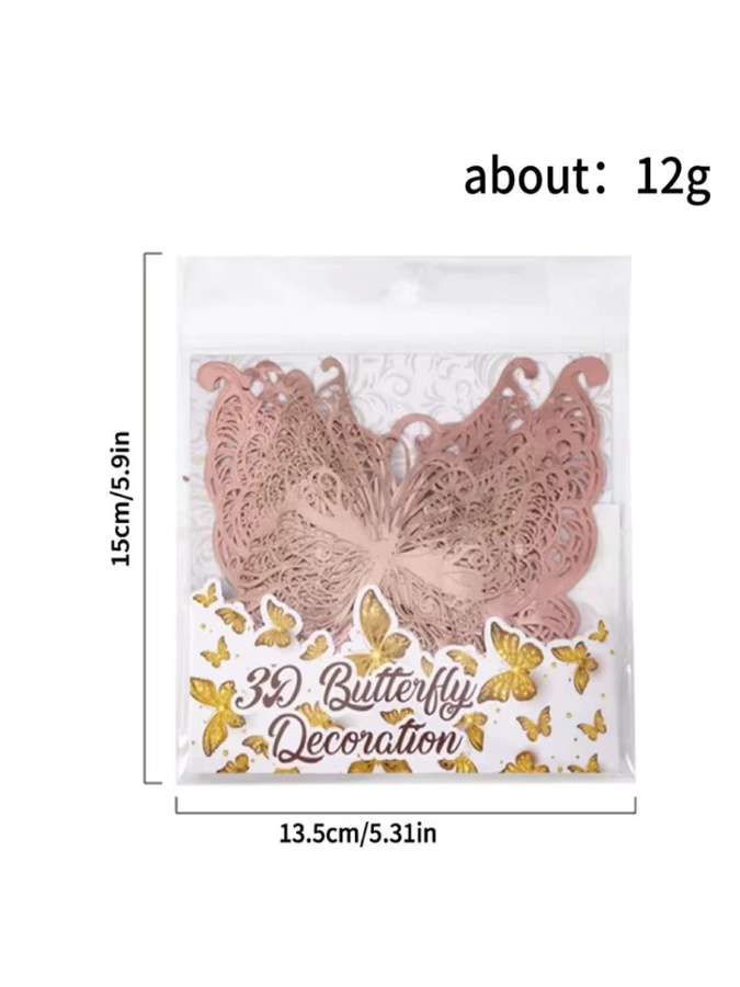 12 bis 24 Stück dekorative 3D-Schmetterlinge in Pink als Aufkleber für Geschenkverpackungen und DIY-Dekorationen - Bild 2