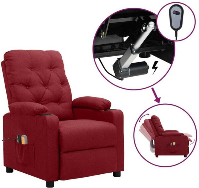 Elektrischer Massagesessel Relaxsessel aus Stoff in Rot von vidaxl - Bild 1