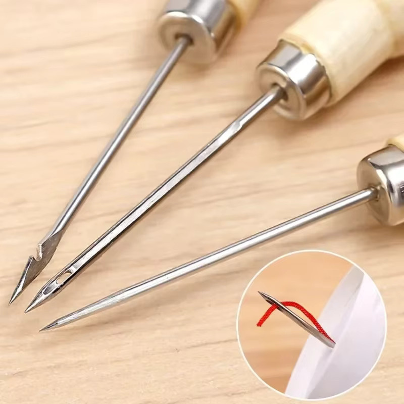 3er Set Leder-Ahlen mit Holzgriff für DIY-Handwerk und Schuhreparatur - Bild 2