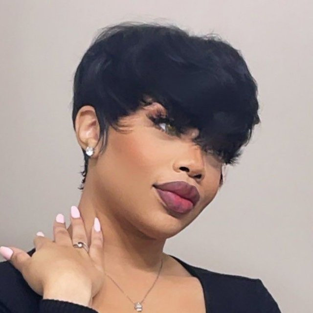 OYM HAIR Kurzhaar-Perücke, Pixie-Schnitt, brasilianisches Remy-Haar, Damen - Bild 1