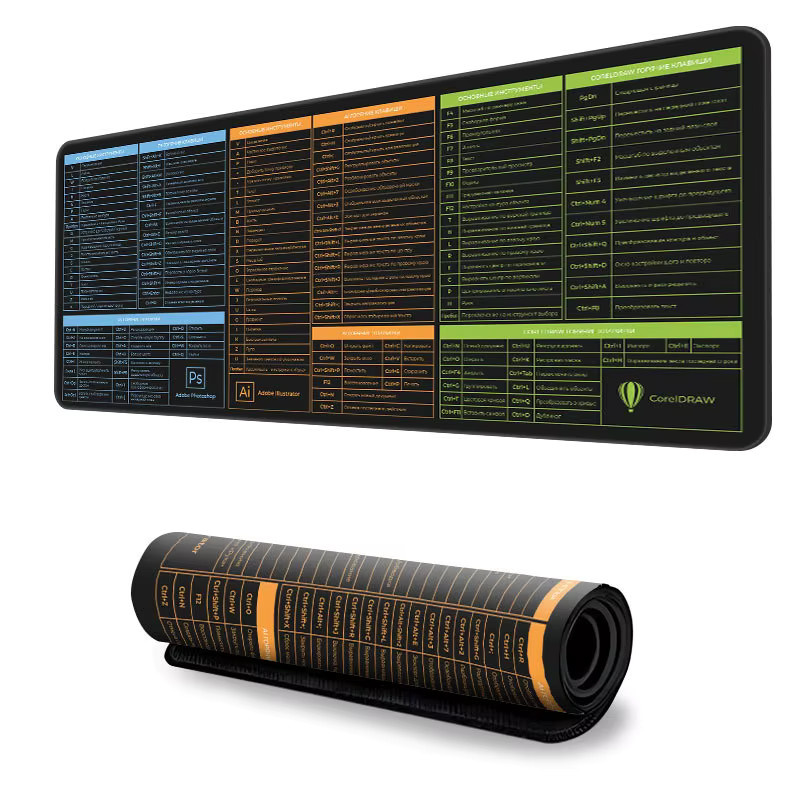 YSAGi Office Excel Shortcut Mauspad in Schwarz mit Tastenkombinationen für Word, Excel, Photoshop und Illustrator, rutschfestes Desk Pad aus Gummi für deinen Schreibtisch - Bild 2