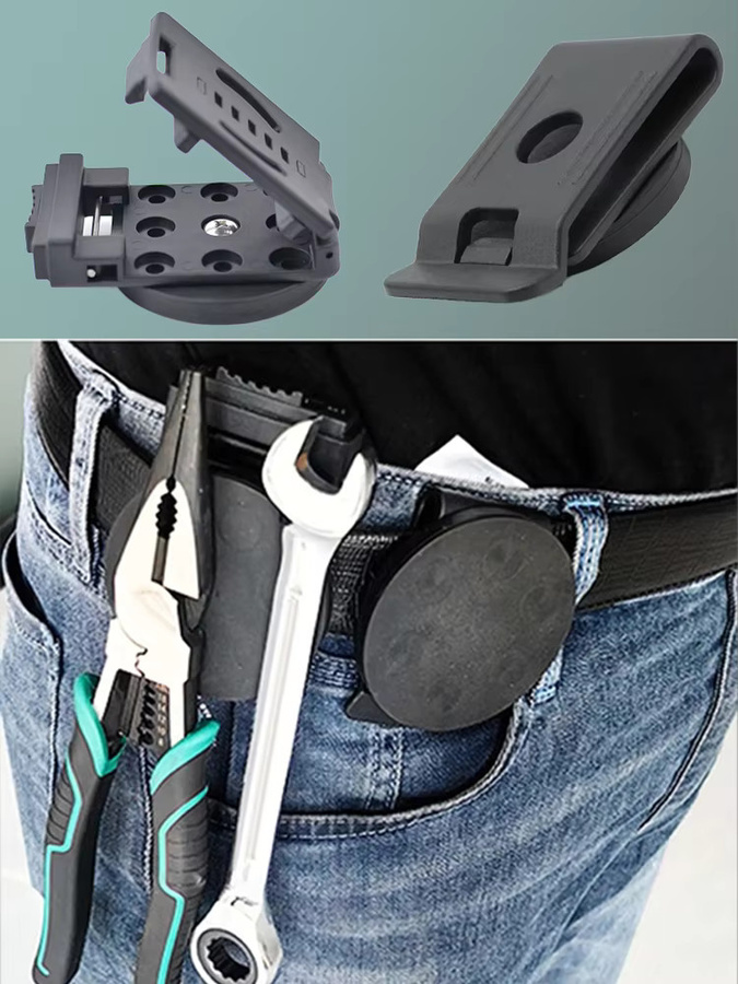 Magnetische Werkzeug-Gürtelklemme in Schwarz mit verstellbarem Gummi-Wrap für Schrauben und Hardware - Bild 7