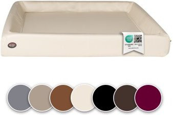 SABRO Hundebett KUDDE aus Kunstleder in Beige mit orthopädischem Schaumstoff und abnehmbarem Bezug, B/T/H: 120 x 100 cm - Bild 1