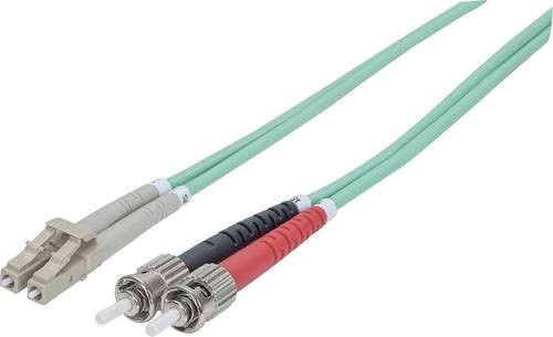 Intellinet 751117 Glasfaser LWL Anschlusskabel Multimode OM3, Farbe: Türkis, Länge: 1,00 m, Stecker: 1x ST auf 1x LC, 50/125 µm - Bild 1