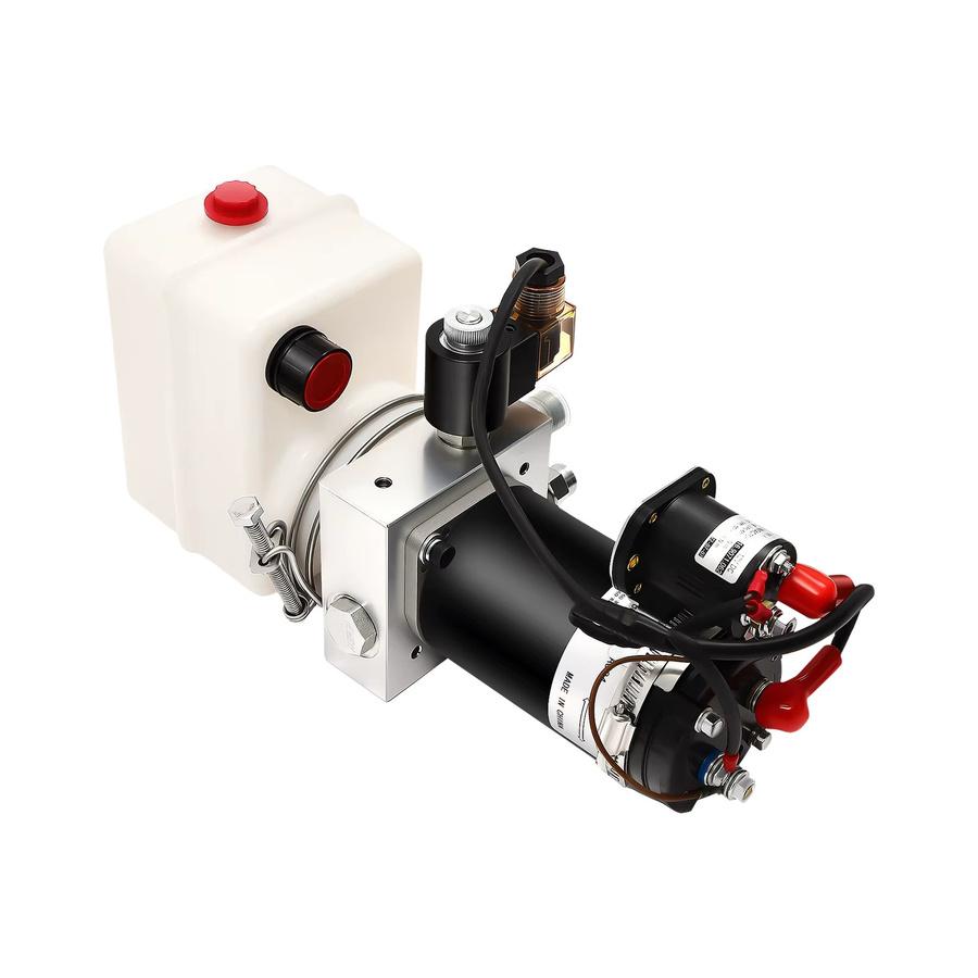 TOOL1SHOoo 12V DC Einfachwirkendes Hydraulikaggregat 800W mit 1,5L transparentem Öltank, Fernbedienung und Druckbegrenzungsventil für Kippanhänger-Heckklappen, Gelb - Bild 2