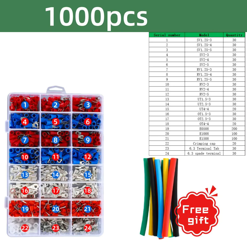 Isoliertes Drahtstecker Set mit 1000 Teilen in verschiedenen Ausführungen RV SV OT und Spatenklemmen, Mehrfarbig - Bild 2
