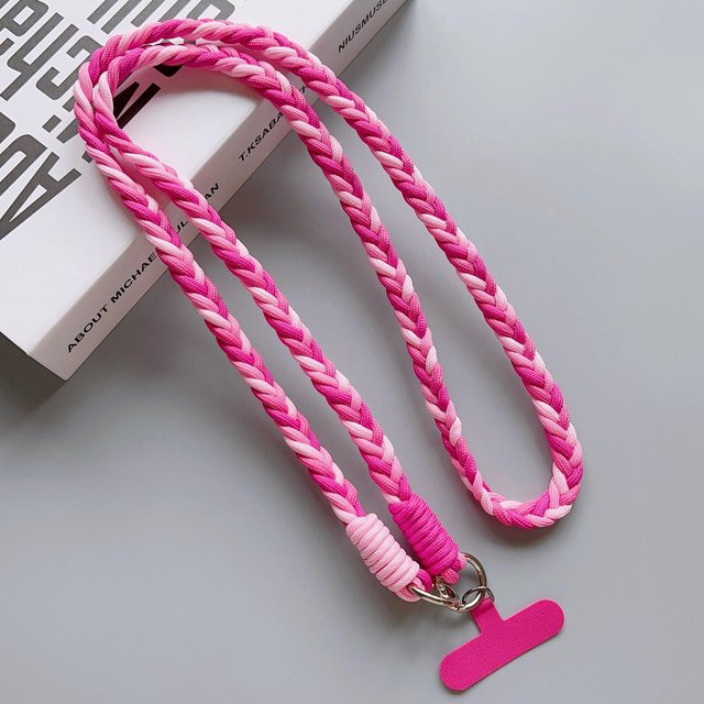 Pickerr Crossbody-Lanyard für dein Handy: Verstellbare, viersträngige Handy-Kette im Color-Block-Design in Pink - Bild 1