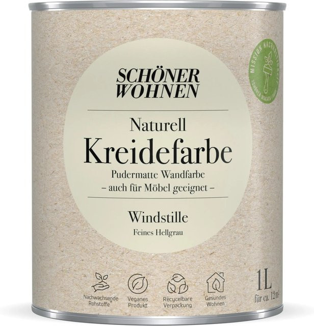 Schöner Wohnen Kreidefarbe Naturell Windstille in Weiß und Grau - Bild 1