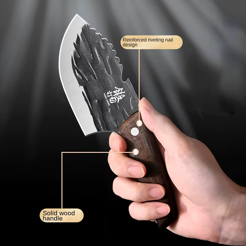 JYi Hackmesser aus Edelstahl in Silber mit Holzgriff für Fleisch und Barbecue - Bild 5