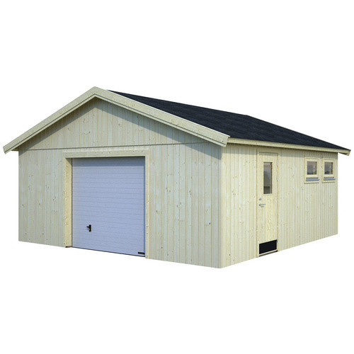 Palmako Holzgarage Andre mit Sektionaltor und Satteldach in Beige, B/T: 557 x 576 cm - Bild 3