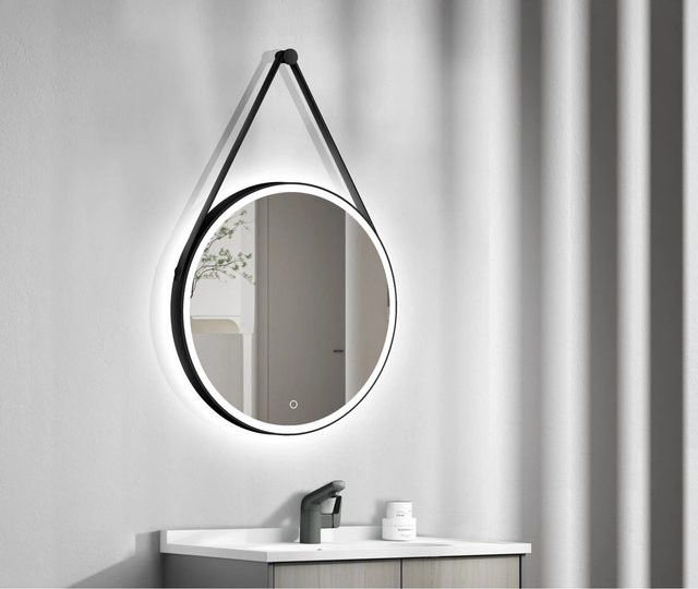 DSK LED-Lichtspiegel Vince Black mit Bewegungssensor und Touch-Funktion, rund, Durchmesser: 60 cm, Schwarz - Bild 1