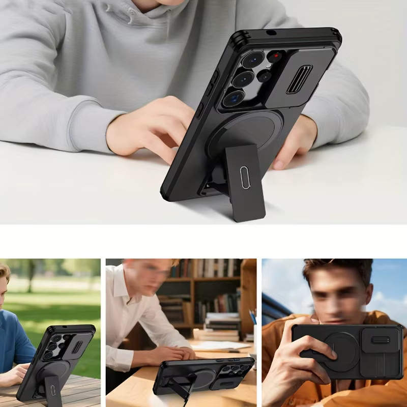 Robuste und stoßfeste Hartschalenhülle mit Ständer für Samsung Galaxy S25 Ultra, S25 FE, S24 Ultra, A17, A16 und A56 in Pink oder Black - Bild 4