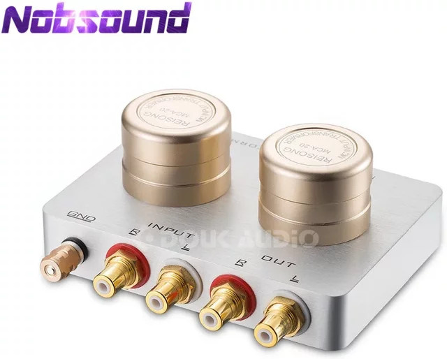Nobsound Step Up Transformator für MC Moving Coil Phono Patronen, passiver Phono Preamp in Silber - Bild 1