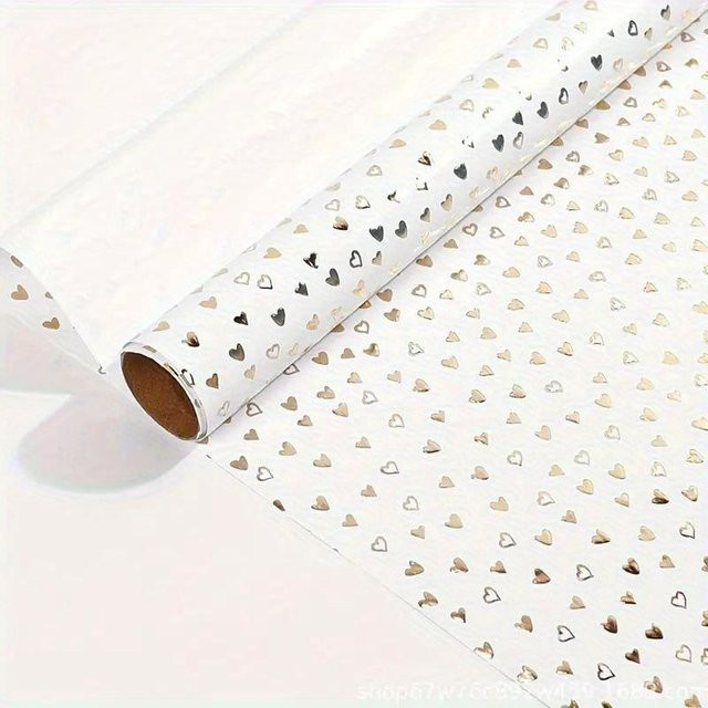 SZ-Damai Geschenkpapierrolle mit Herz-Motiv in Weiß, Länge: 300 cm - Bild 1