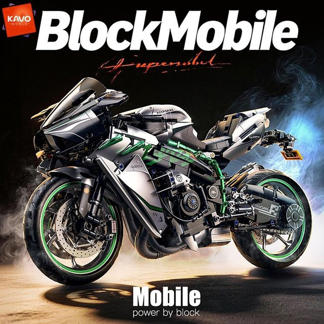 KAVOWORLD MOC Technik Motorrad, Bausatz, 1:5 Maßstab, 2248 Teile - Bild 1