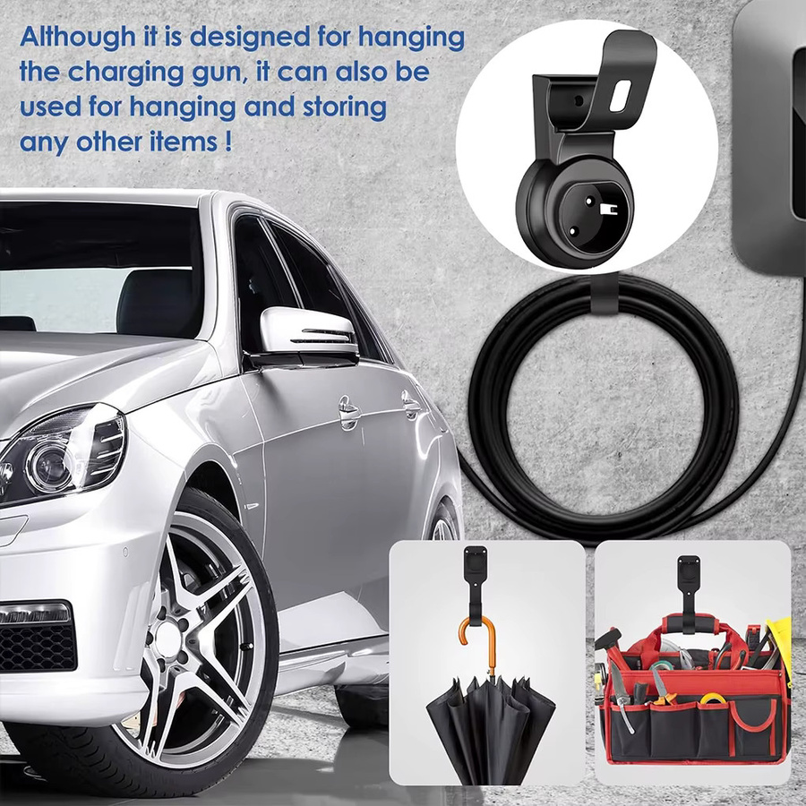 FangNymph EV Ladekabel Organizer aus Metall in Schwarz mit Haken zur Aufhängung für Elektrofahrzeuge - Bild 3