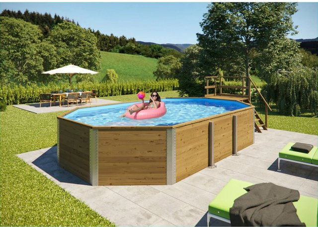 WEKA Ovalpool in Grau Grün Beige B/H/L: 376 x 116 x 714 cm - Bild 1