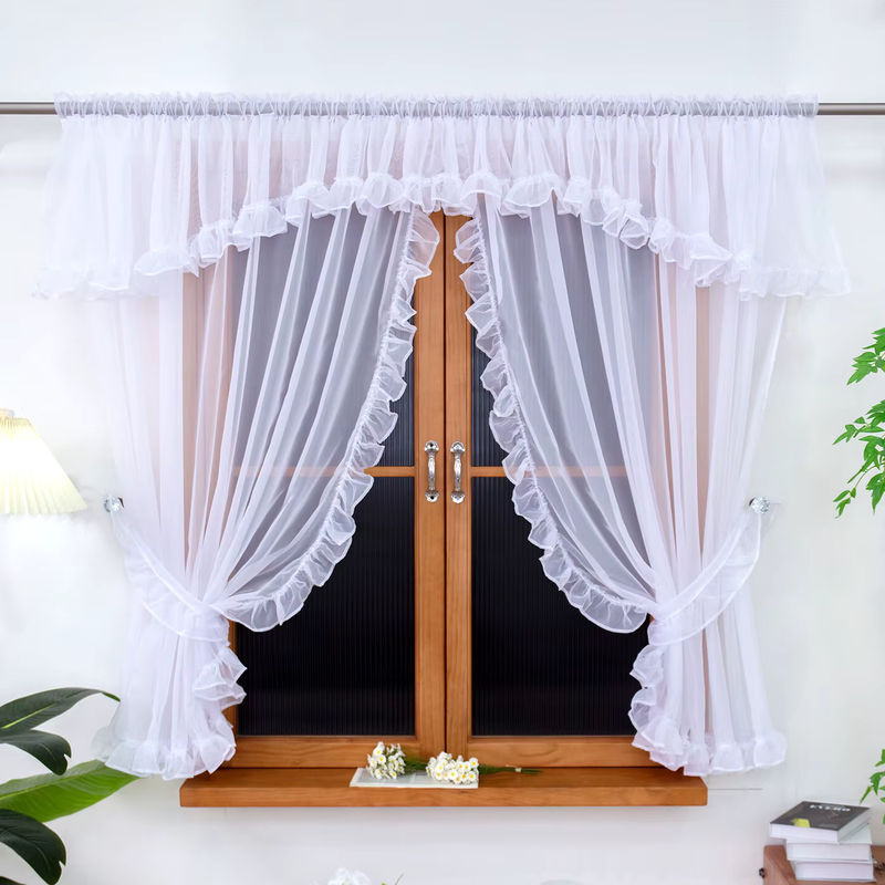 FLYINGCURTAINS Gardine mit Rüschensaum in Weiß, halbtransparenter Fenstervorhang mit Rod Pocket, Breite: 150 cm, Höhe: 150 cm - Bild 3