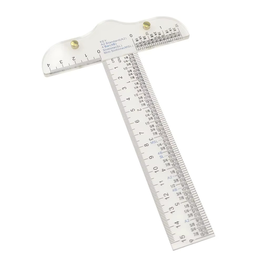 Alinacutle T-Quadrat-Lineal aus klarem Acryl mit Zoll- und metrischen Messungen, Breite: 15,24 cm - Bild 1