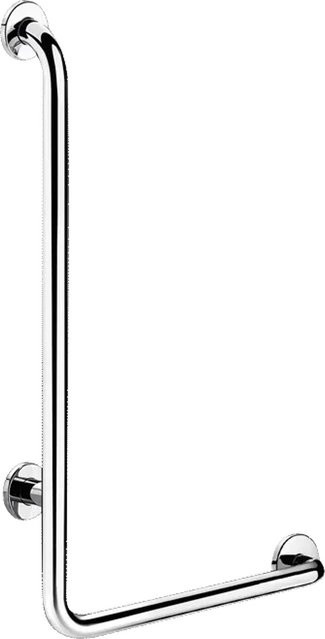 Delabie Handlauf L-Form rechts aus Edelstahl in Silber, hochglanzpoliert, Durchmesser: 32 mm, Höhe: 750 mm - Bild 1