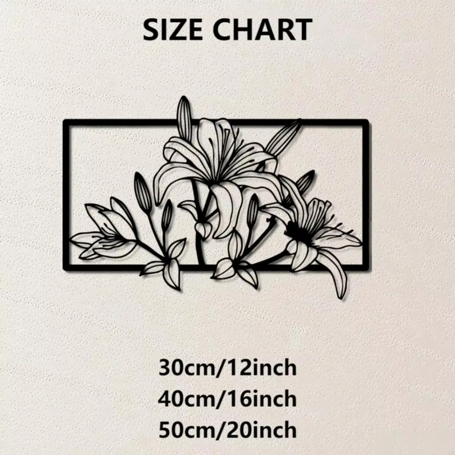 CIFBUY Metall-Wandkunst Lilien-Blumen-Dekoration Moderne Metallskulptur für Innen und Garten, B/H: 30 x 30 cm - Bild 2
