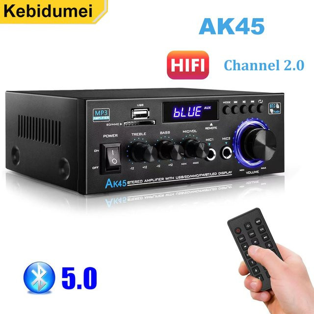 Kebidumei AK45 Digitaler Bluetooth HiFi Audioverstärker 2.0-Kanal Stereo Heimkino AMP in Schwarz - Bild 1