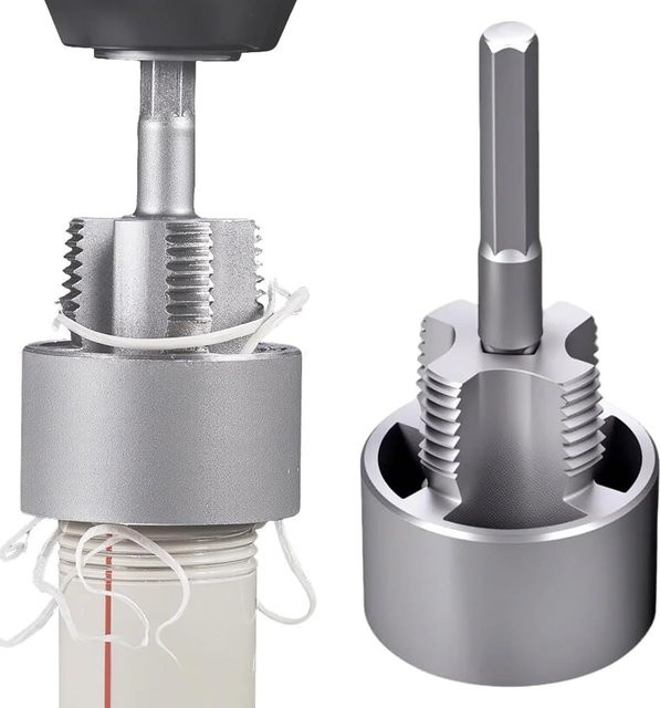 NIUXIANG Integriertes Innen- und Außenrohr-Gewindeschneidwerkzeug mit 1/2'' und 3/4'' Matrizen für Sanitärreparaturen und elektrische Bohrmaschinen - Bild 1