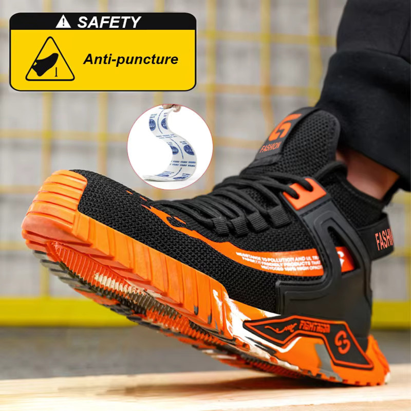 Yuxiang Sicherheitsschuhe für Herren in Orange und Schwarz mit Stahlkappe und durchtrittsicherer Gummisohle nach EN ISO 20345 - Bild 2