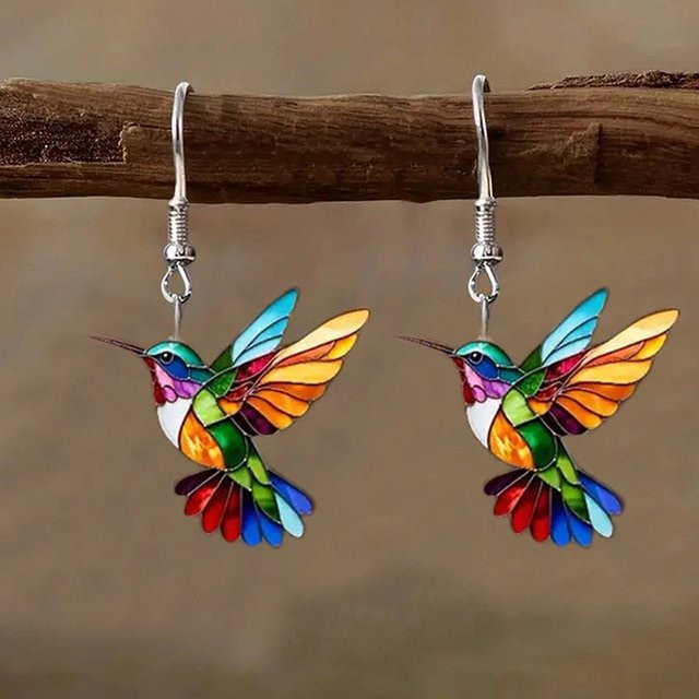 FTCY Ohrringe, Acryl, Bunt, Kolibri, Damen - Bild 1