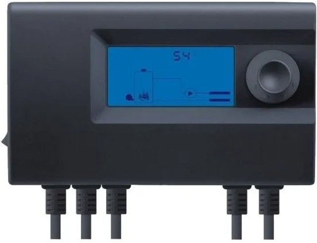 Euroster Festbrennstoffregelung EU11W mit Gebläse und Display in Schwarz für Pufferspeicher - Bild 1