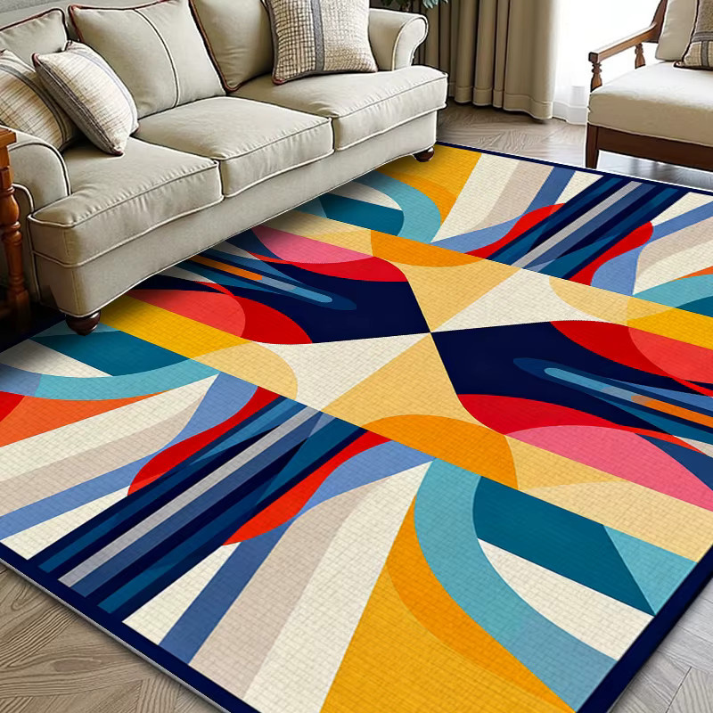 VIKAMA Moderner geometrischer Teppich in Mehrfarbig, rutschfeste Bodenmatte für Wohnzimmer, Küche oder Home Office - Bild 2