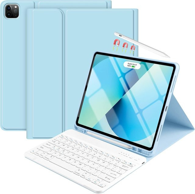 OPUYYM Schutzhülle mit abnehmbarer Bluetooth-Tastatur für iPad Air 13 Zoll M2 M3 und iPad Pro 12,9 Zoll, Schwarz - Bild 1