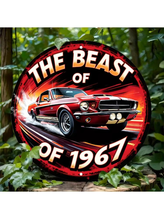 CIFBUY Retro 1967 Muscle Car Aluminium-Blechschild Vintage Wanddekoration, B/H: 20,0 x 20,0 cm, Mehrfarbig - Bild 7