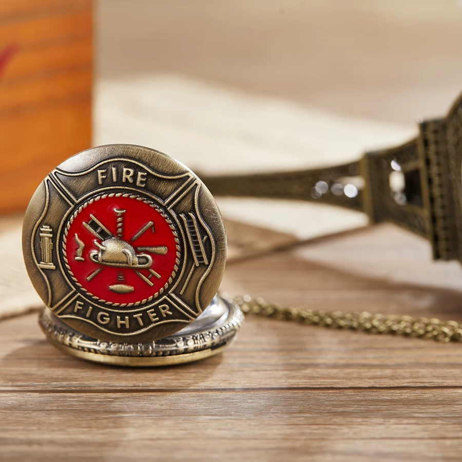 Gorben Retro Taschenuhr für Herren mit Quarzwerk und rotem Tropfer Relief Muster - Bild 2