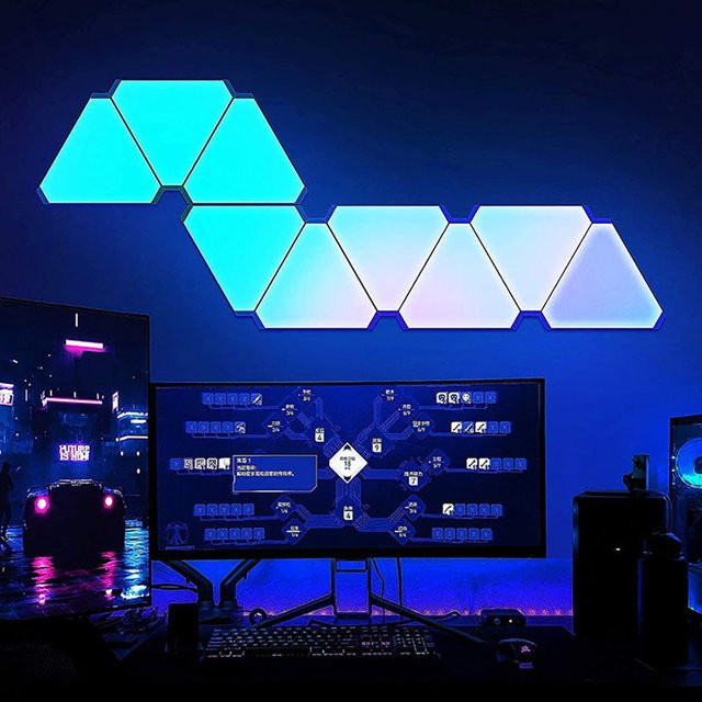Smart RGB LED Dreieck Lampe als Wandleuchte mit Rhythmus-Funktion für Schlafzimmer und Büro in Multicolour - Bild 1