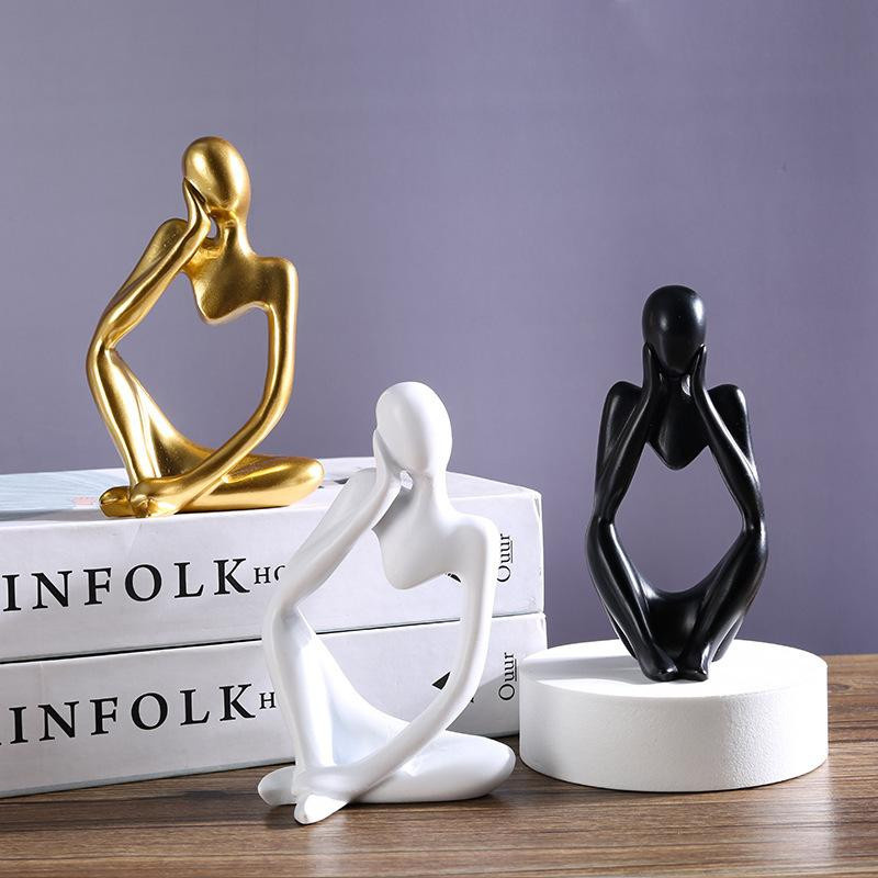 Tinika Chen Denker-Set aus Harz in Sandfarben, abstrakte Skulpturen im nordischen Design für dein Wohnzimmer oder den Schreibtisch - Bild 2