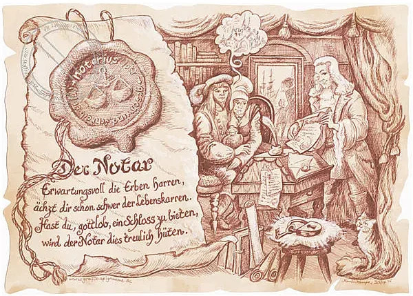 Zunftbild Notar als Vintage Paper Poster auf Antikpapier in den Farben Braun, Schwarz und Multicolour, Format A4 - Bild 1