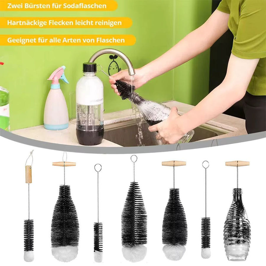 Soda Stream Flaschenbürste mit Buchenholzgriff zur Reinigung von Gläsern und Flaschen - Bild 2