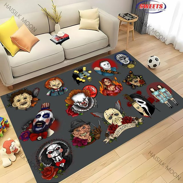 Dekorativer 3D Halloween Horror Teppich in Mehrfarbig, Rutschfest und Waschbar, B/T: 60 x 40 cm - Bild 1
