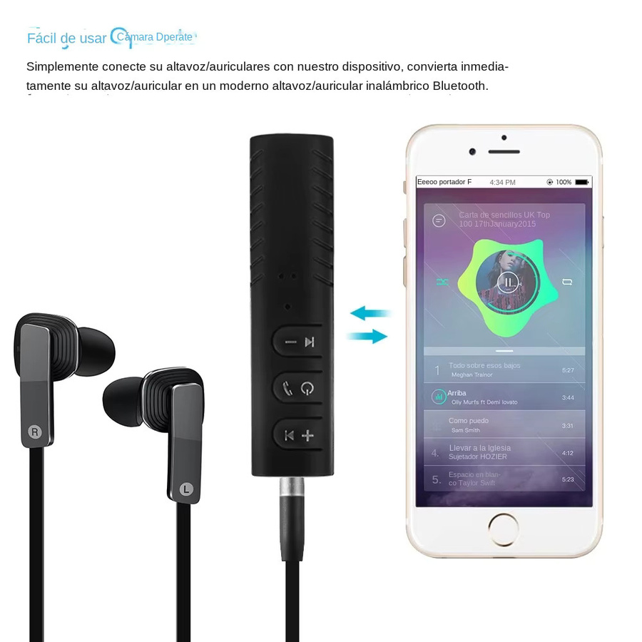 BRYNTHORX 2-in-1 Bluetooth 5.0 Empfänger und Sender mit 3,5mm Klinke AUX, kabelloser Audiokabel-Adapter für Auto, Telefon und Lautsprecher, Schwarz - Bild 2