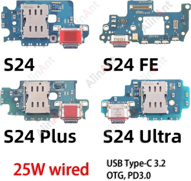 Samsung USB-C Ladeanschluss Dock Board Flexkabel für Galaxy S24 Plus Ultra FE S921B S921E S921N S921U S721B - Bild 1